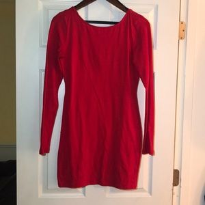 Tight red dress with open back